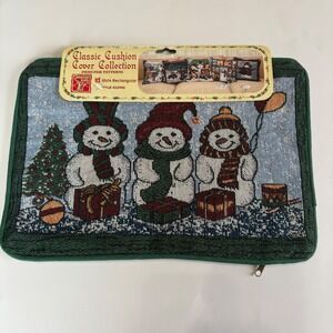 Vintage American Crafts Tapestry Pillow Cover 10x14‎ Rectangle Snowmen Presents